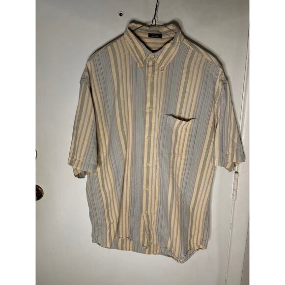 Club Room Short Sleeve Striped Shirt M Casual Academia Grandpacore Preppy - Picture 1 of 9